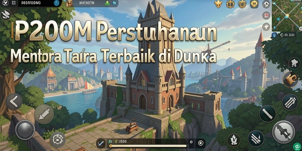 Screenshot P200M menunjukkan aksi menara bertahan menghadapi gelombang musuh.