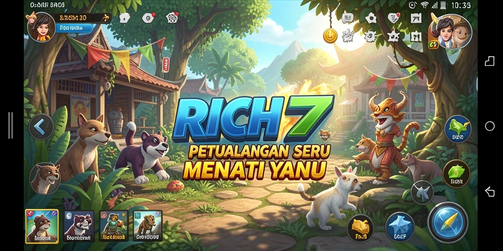 Tampilan gameplay RICH7 yang menarik saat berpetualang di dunia baru.