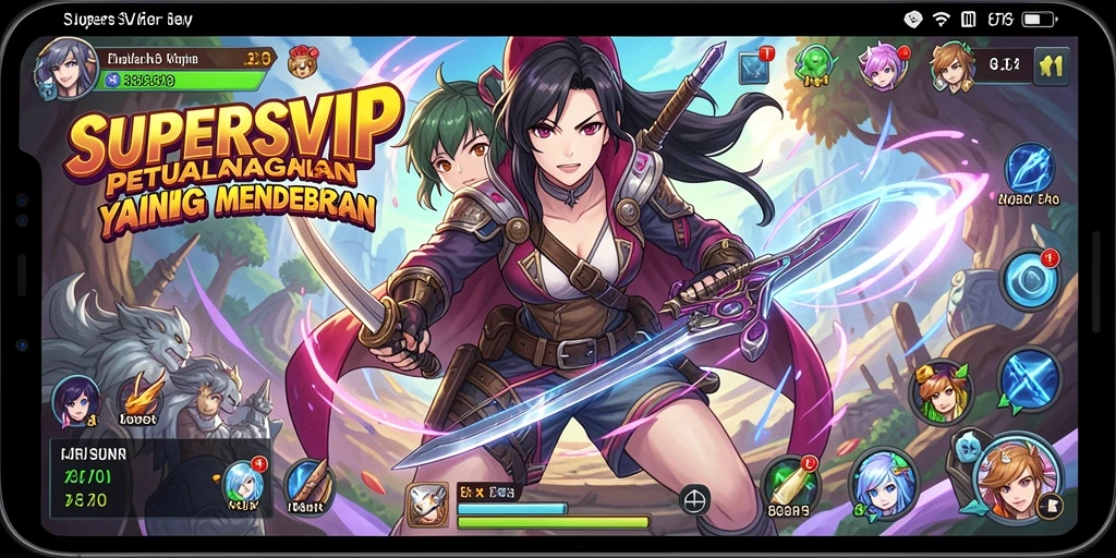 Screenshot dari gameplay seru di SUPERSVIP dengan karakter Anime.