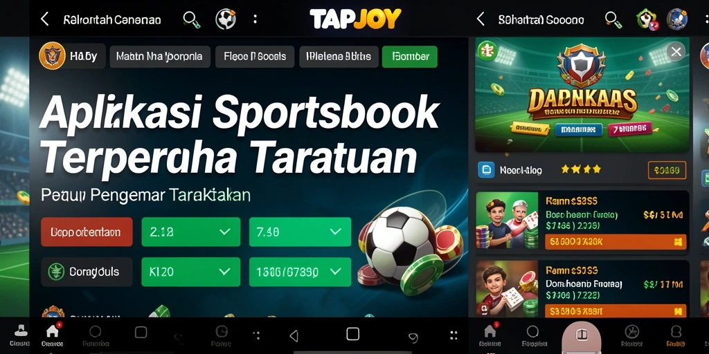 Tampilan permainan TAPJOY yang mendebarkan dan menarik untuk taruhan olahraga.