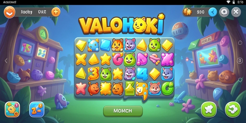 Tampilan menarik dari gameplay Match-3 VALOHOKI yang penuh warna.