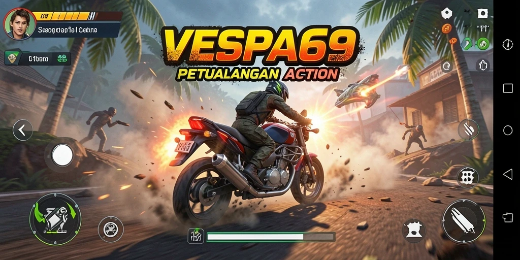 Tampilan gameplay VESPA69 yang penuh aksi dan adrenalin.