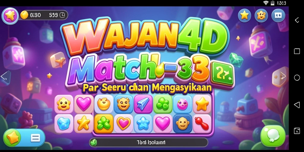Tampilan gameplay seru dari WAJAN4D dengan level Match-3 yang menantang.
