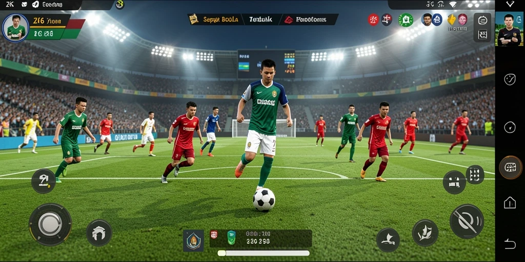 Screenshot gameplay ZK6 yang menampilkan aksi di lapangan sepak bola.
